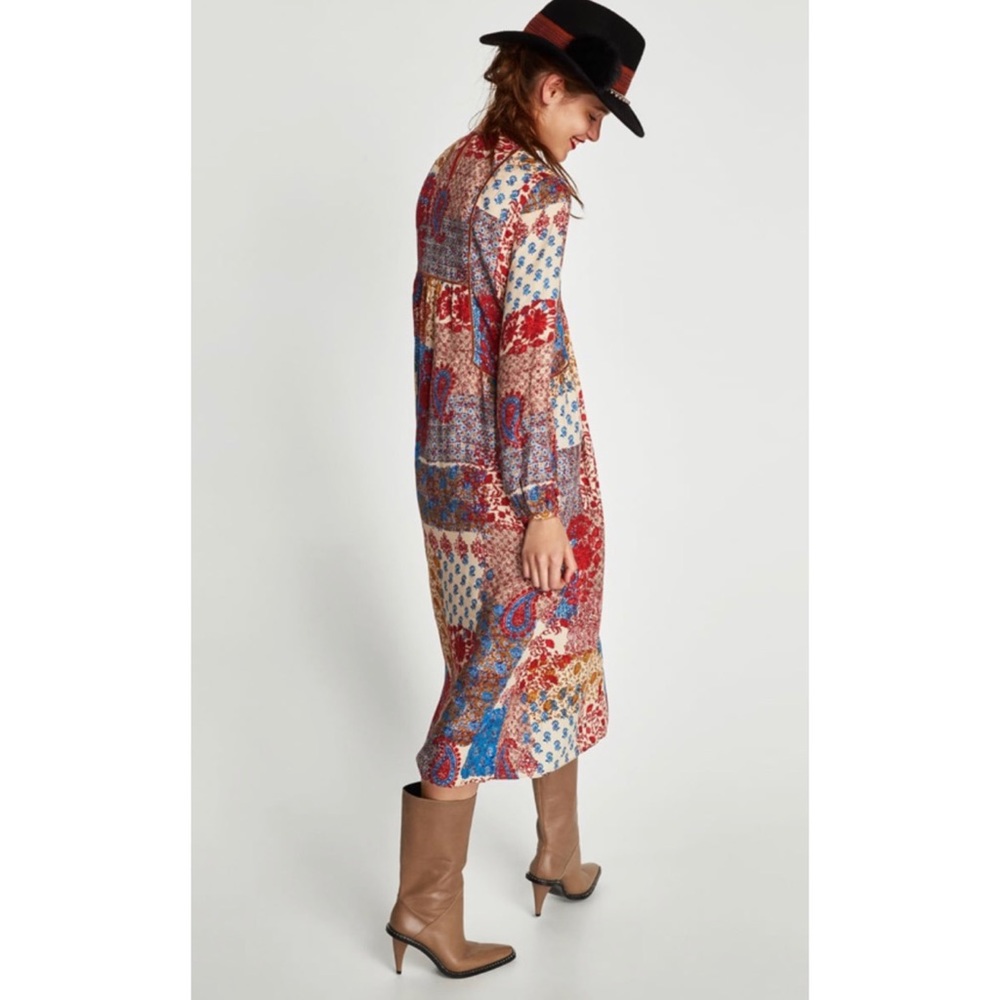 Zara Printed patchwork dress